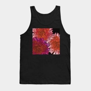 Pattern with lovely dahlias in pink, red, apricot and purple tones Tank Top